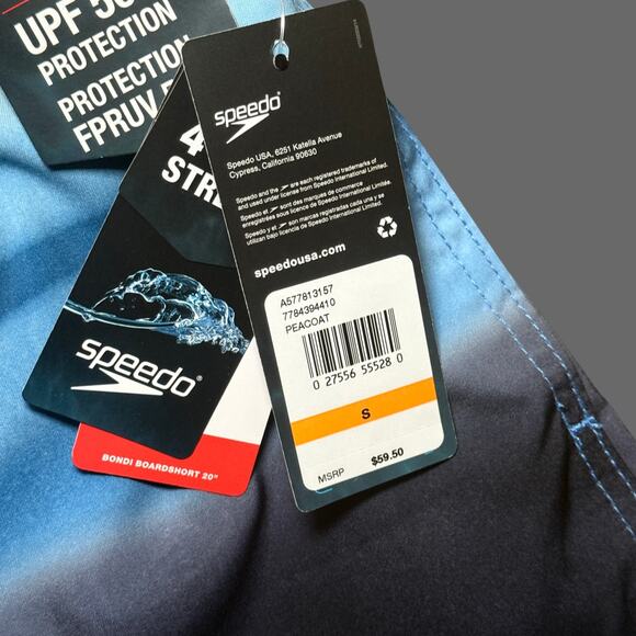 Speedo Bondi Boardshort 20" Men's Size Small NWT Multicolor Blue UPF 50+ - Picture 6 of 9